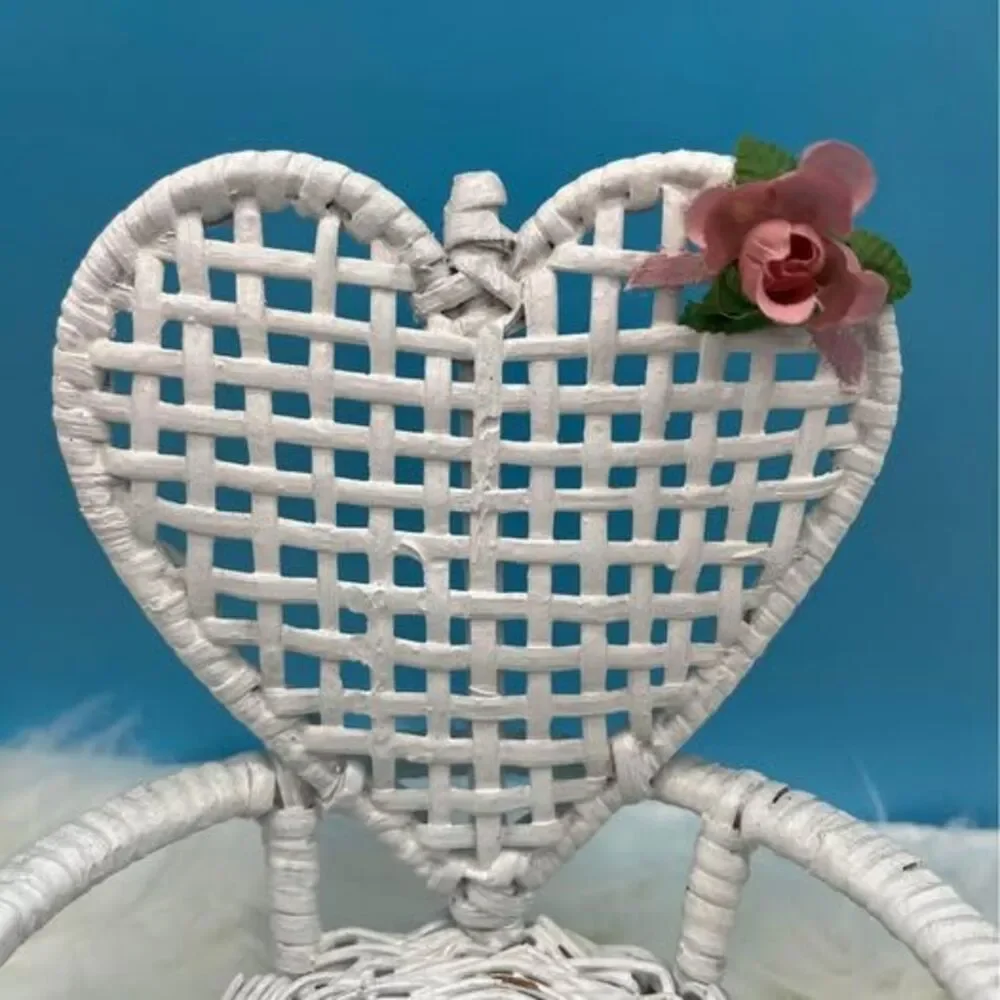 Rattan White Planter or Doll Chair